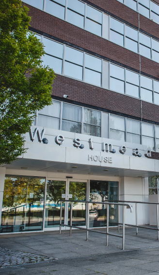 Main entrance to Westmead House in Farnborough